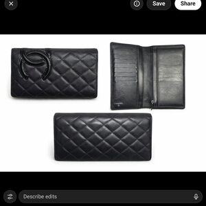 CHANEL Black Quilted Leather Wallet with Logo